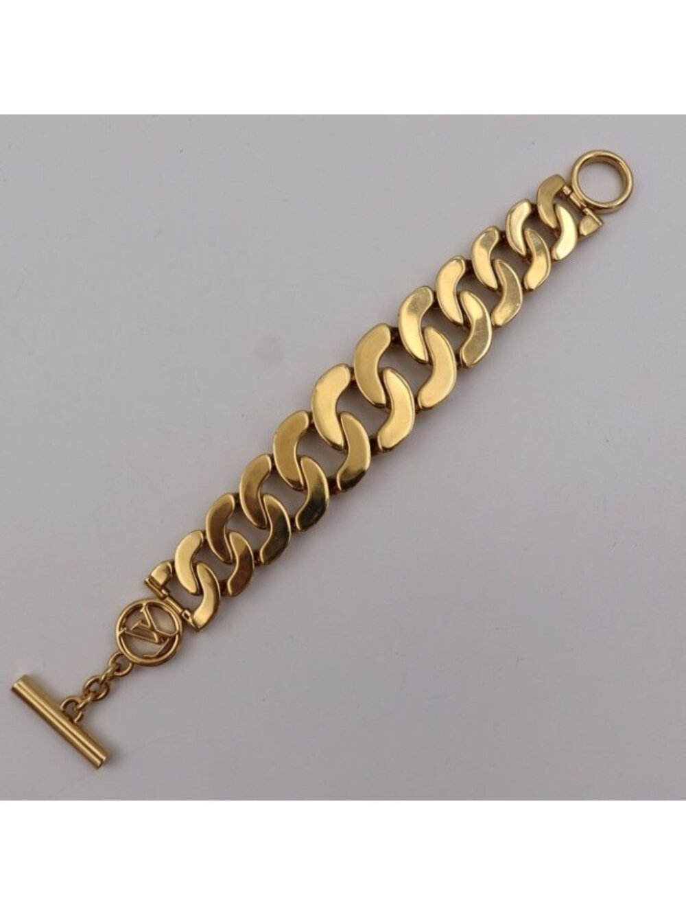 Louis Vuitton Bracelet 2 D Metal Gold Monogram Circle - Picture 3 of 10